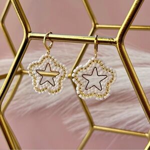New! Handmade Beaded Earrings, Star Shaped